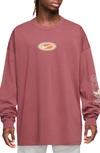 Nike Sportswear Oversize Long Sleeve Graphic T-shirt In Red