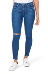 PAIGE VERDUGO RIPPED MID RISE ANKLE SKINNY JEANS