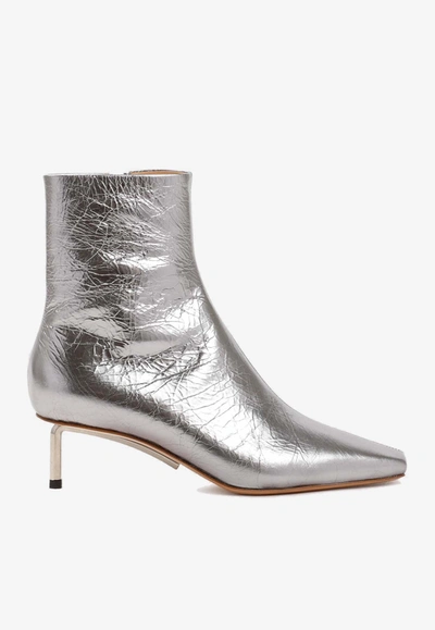 OFF-WHITE ALLEN 50 ANKLE BOOTS IN METALLIC LEATHER