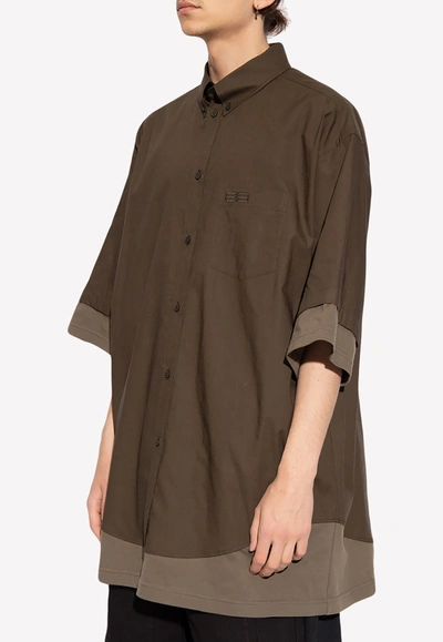 Balenciaga Bb Icon Oversized Shirt In Brown