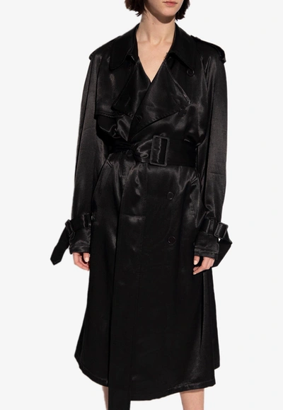 Balenciaga Belted Trench Coat Dress In Black