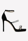 Jimmy Choo Black Bing Sandals With Crustal Embellishment In Leather Woman In Black
