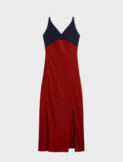 Dkny Slip Dress With Front Slit In Oxide