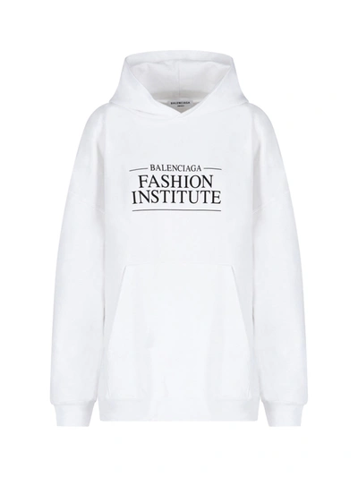 Balenciaga Unisex White Fashion Institute Large Fit Hoodie In Bianco