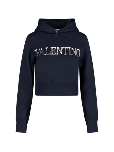 Valentino Paillettes Crop Logo Sweatshirt In Default Title