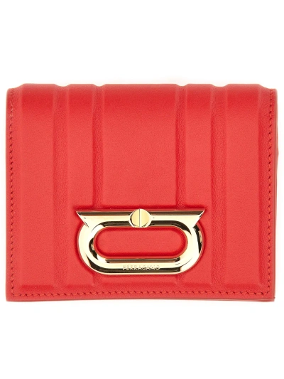 Ferragamo Compact Matelassé Wallet In Red