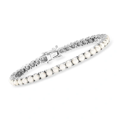 Ross-simons 4mm Cultured Pearl Tennis Bracelet In Sterling Silver