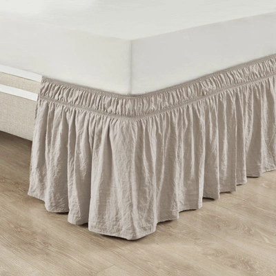 Lush Decor Ruched Ruffle Elastic Easy Wrap Around Bed Skirt In Beige