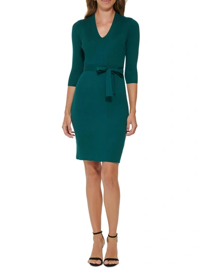 Dkny Womens Belted Midi Sweaterdress In Green