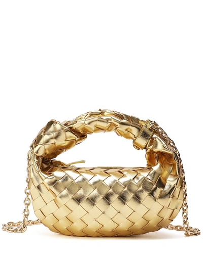 Tiffany & Fred Woven Leather Knot Handle Crossbody In Gold