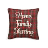 LUSH DECOR HOME FAMILY BLESSING PLAID EMBROIDERY SCRIPT DECORATIVE PILLOW COVER
