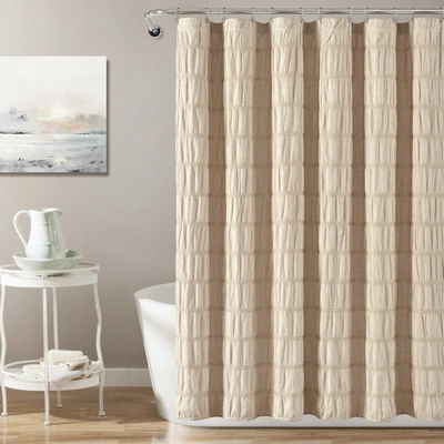 Lush Decor Waffle Stripe Woven Cotton Shower Curtain