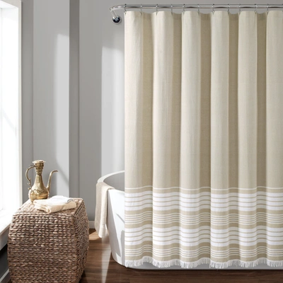 Lush Decor Nantucket Yarn Dyed Cotton Tassel Fringe Shower Curtain