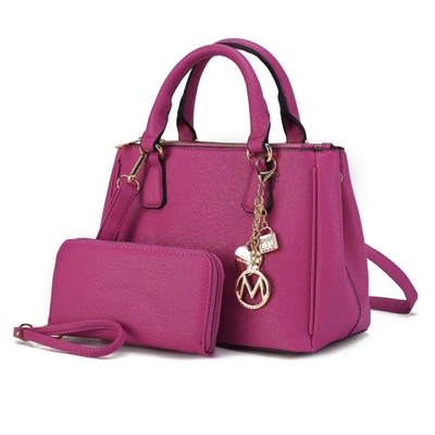 Mkf Collection By Mia K Ruth Vegan Leather Women's Satchel Bag With Wallet - 2 Pieces In Pink