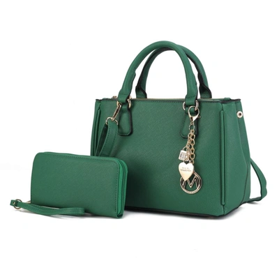 Mkf Collection By Mia K Ruth Vegan Leather Women's Satchel Bag With Wallet - 2 Pieces In Green
