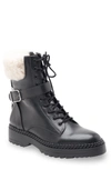BCBGMAXAZRIA HELINA COMBAT BOOTIE WITH FAUX SHEARLING
