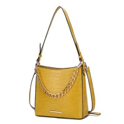 Mkf Collection By Mia K Bizzy Faux Crocodile-embossed Vegan Leather Women's Shoulder Handbag In Yellow
