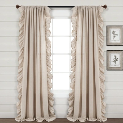 Lush Decor Faux Linen Ruffle Window Curtain Panel