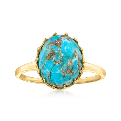 Canaria Fine Jewelry Canaria Turquoise Ring In 10kt Yellow Gold In Blue