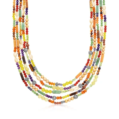 ROSS-SIMONS MULTI-GEMSTONE MULTI-STRAND BEAD NECKLACE IN STERLING SILVER