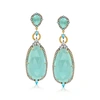 Ross-simons Aqua Chalcedony And Blue And White Topaz Drop Earrings In 18kt Gold Over Sterling In Blue
