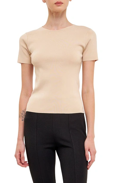 Endless Rose Back Cutout Knit Top In Beige