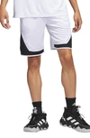 Adidas Originals Adidas Men's Pro Block Loose-fit Basketball Shorts In White / Blk