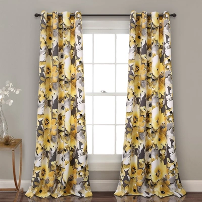 Lush Decor Floral Watercolor Room Darkening Window Curtain Panel Set