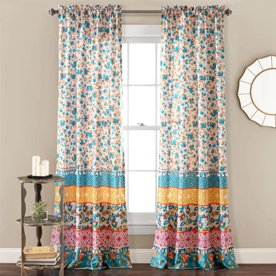 Lush Decor Emily Boho Stripe Window Curtain In Turquoise