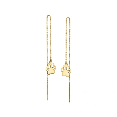 Ross-simons 14kt Yellow Gold Paw Print Threader Earrings