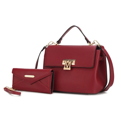 Mkf Collection By Mia K Hadley Vegan Leather Women's Satchel Bag With Wristlet Wallet- 2 Pieces In Red
