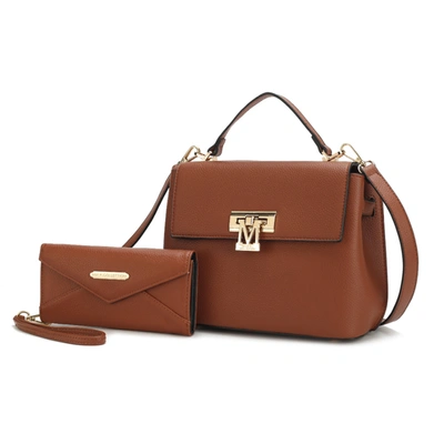 Mkf Collection By Mia K Hadley Vegan Leather Women's Satchel Bag With Wristlet Wallet- 2 Pieces In Brown