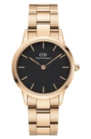 Daniel Wellington Women's Iconic Link Rose Gold-tone Stainless Steel Watch 32mm In Multi