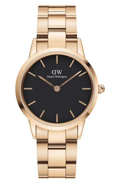 Daniel Wellington Women's Iconic Link Rose Gold-tone Stainless Steel Watch 32mm In Multi