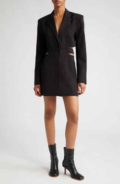 Jacquemus Bari Cutout Wool-canvas Mini Dress In Black