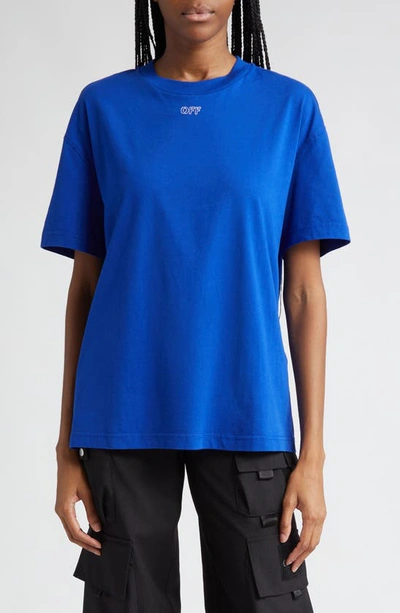 Off-white Embroidered Arrow Cotton T-shirt In Blue