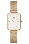 Daniel Wellington Quadro Pressed Evergold Mesh Bracelet Watch, 20mm X 26mm In Gold/white