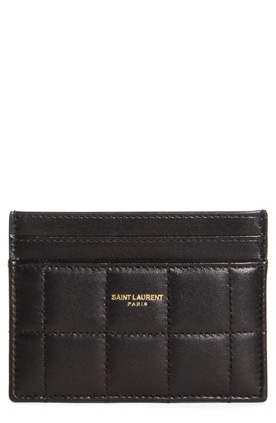 Saint Laurent Quilted Leather Card Case In Noir