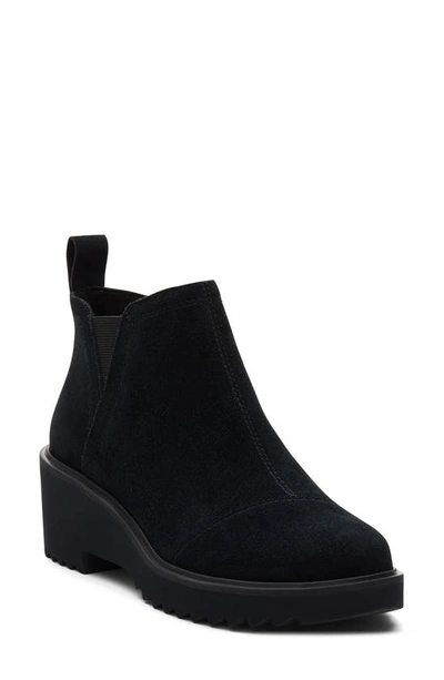 Toms Women's Maude Round-toe Lug Sole Booties Women's Shoes In Black,black Suede