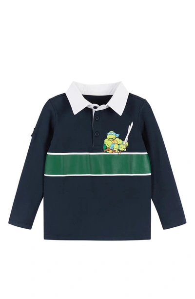 Andy & Evan Little Boy's & Boy's Teenage Mutant Ninja Turtle Long-sleeve Polo In Navy Varsity