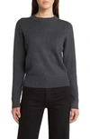 Nordstrom Signature Cashmere & Cotton Crewneck Sweater In Grey Dark Charcoal Heather
