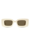 Loewe Chunky Anagram 46mm Rectangular Sunglasses In Ivory/brown Solid