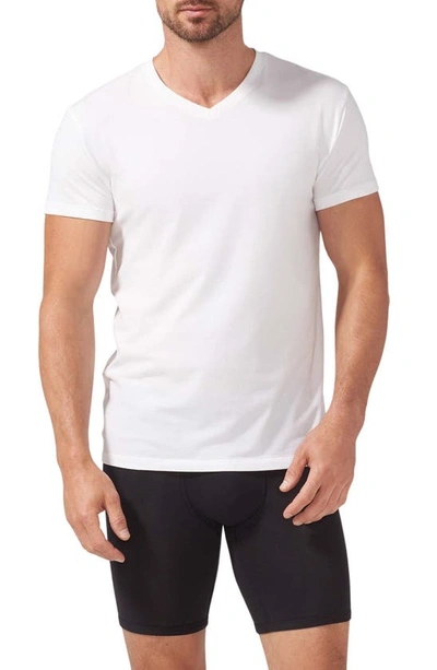 Tommy John Cool Cotton Slim Fit High V-neck T-shirt In White Double