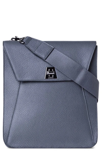 Akris Anouk Medium Flap Leather Messenger Bag In Graphite