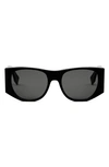 Fendi The  Baguette 54mm Oval Sunglasses In Grey