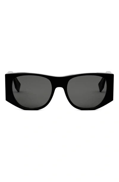 Fendi The  Baguette 54mm Oval Sunglasses In Black