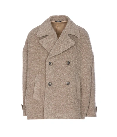 Dolce & Gabbana Vintage-look Double-breasted Wool And Cotton Pea Coat In Beis
