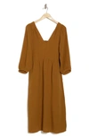 Madewell Lightspun V-neck Midi Dress In Burnt Clay