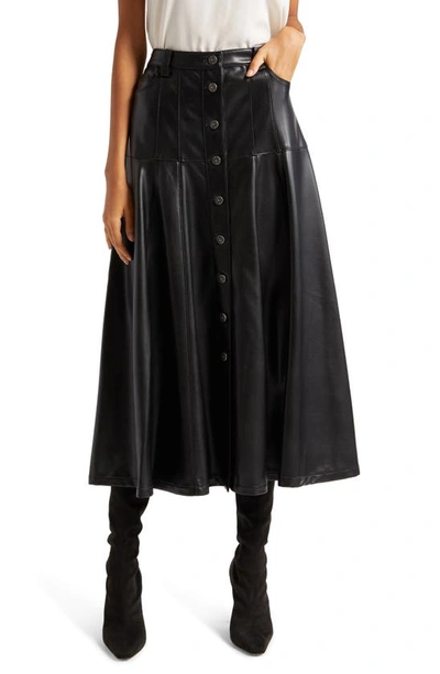 Cinq À Sept Veena Vegan Leather Midi Skirt In Black