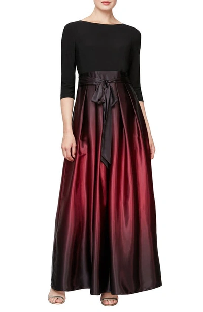 Slny Tie Waist Ombrè Skirt Gown In Fig